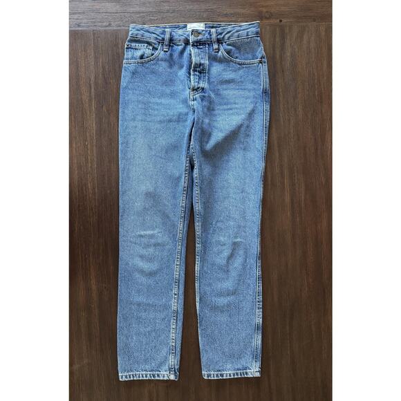 Sezane Denim - Sezane Jeans Womens 26 Blue High Rise Straight Button Fly Medium Wash Denim